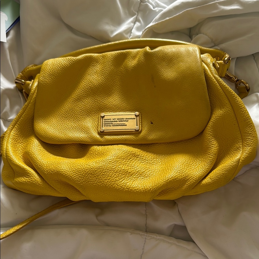 Marc Jacobs Yellow Crossbody Bag with Fold-Over Flap